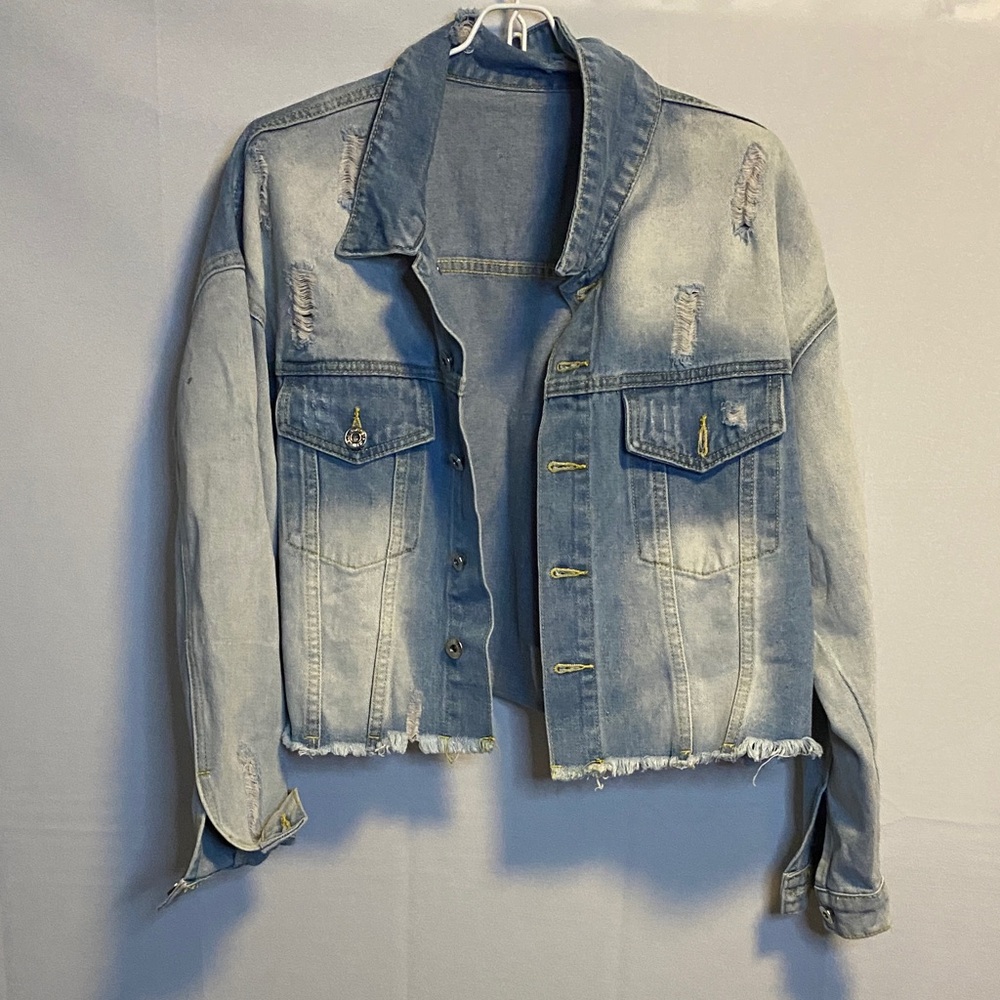 Distressed Light Blue Denim Jacket